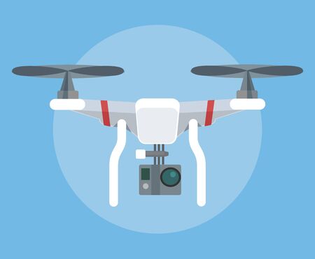 Flying robot drone. Vector flat cartoon illustrationのイラスト素材
