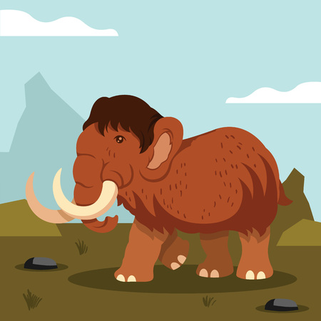 Vector flat mammoth cartoon illustrationのイラスト素材