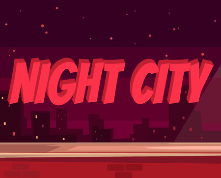 Night city vector flat cartoon illustrationのイラスト素材