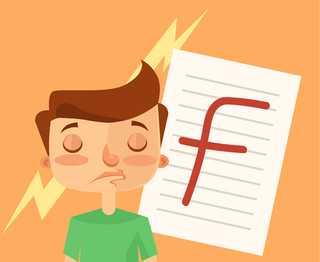 Bad student character. Vector flat cartoon illustrationのイラスト素材