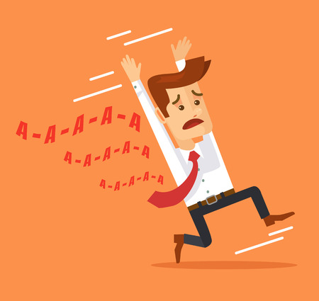 Frightened man character. Vector flat cartoon illustrationのイラスト素材