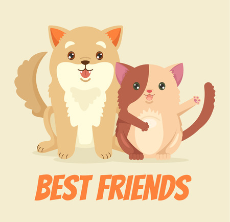 Cat and dog characters. Vector flat cartoon illustrationのイラスト素材