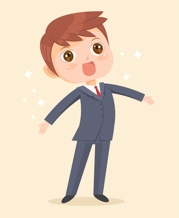 Happy business man character. Vector flat cartoon illustrationのイラスト素材