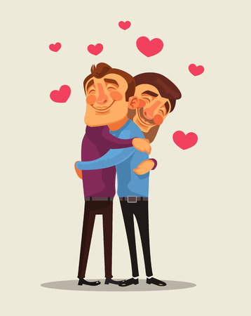 Gay couple characters. flat cartoon illustrationのイラスト素材