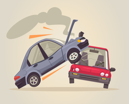 Car accident. flat cartoon illustrationのイラスト素材