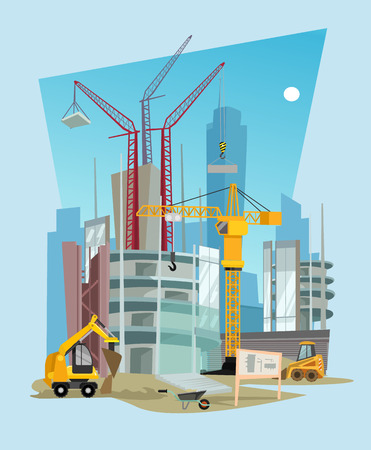 Construction vector flat cartoon illustrationのイラスト素材