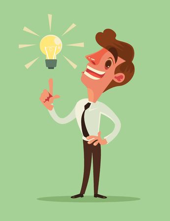 Businessman character have good idea. Vector flat cartoon illustrationのイラスト素材