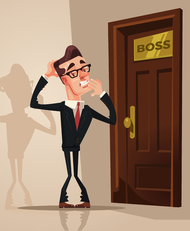 Scared frightened office worker. Vector flat cartoon illustrationのイラスト素材