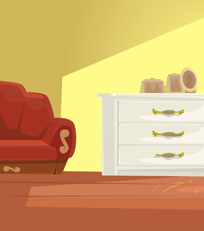Living room with furniture interior. Vector flat cartoon illustrationのイラスト素材