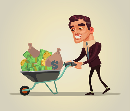 Happy smiling. Vector flat cartoon illustrationのイラスト素材