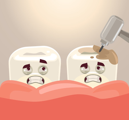 Teeth treatment with dental drill.のイラスト素材