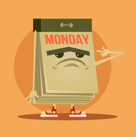 Sleepy tired calendar character. Vector flat cartoon illustrationのイラスト素材