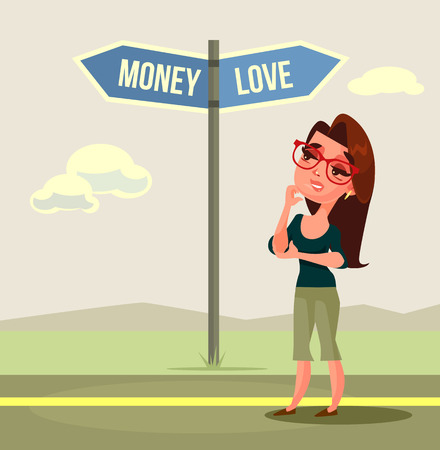 Woman's character choice. Vector flat cartoon illustrationのイラスト素材