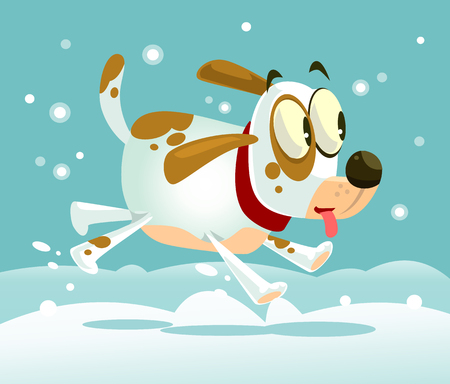 Happy smiling isolated dog mascot run. Vector cartoon illustrationのイラスト素材