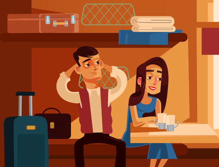 Couple man and woman characters. Vector flat cartoon illustrationのイラスト素材