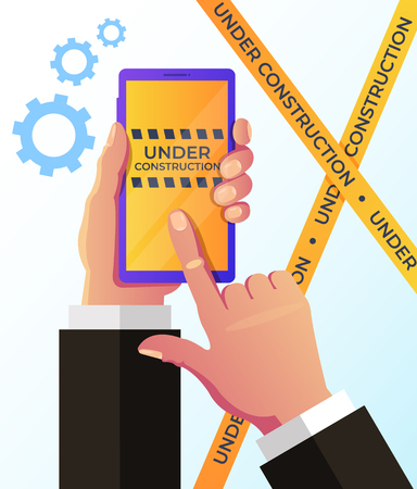 Broken Web Page On Smartphone Screen Device Under Construction