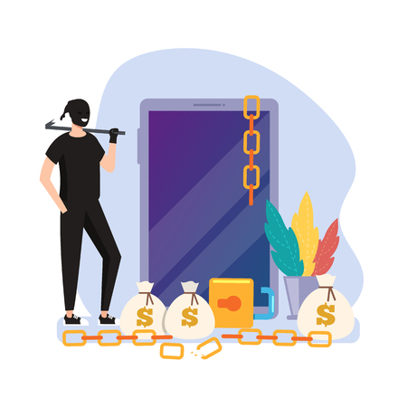 Cyber internet crime concept. Vector flat graphic design cartoon illustrationのイラスト素材