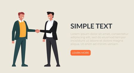 Two businessman shaking hands. Vector flat cartoon graphic design illustrationのイラスト素材