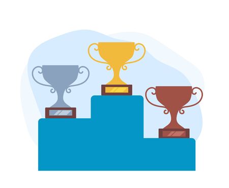 Three places gold silver and bronze. Winners concept. Vector flat graphic design cartoon illustrationのイラスト素材