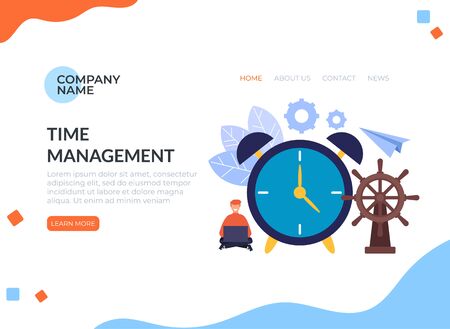 Time management concept. Vector flat cartoon graphic design banner isolated posterのイラスト素材