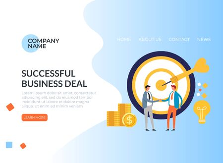 Successful business deal target banner poster concept. Vector flat graphic design illustrationのイラスト素材