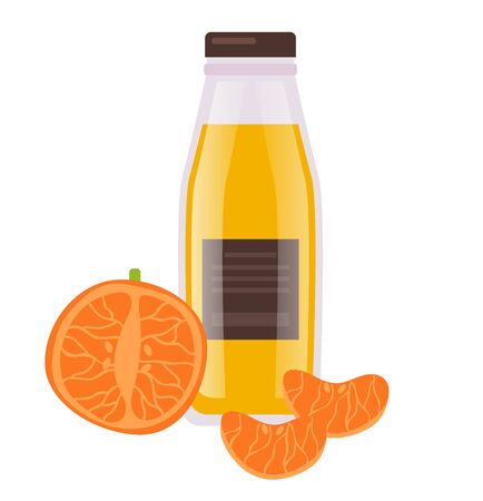 Orange juice bottle. Vector flat cartoon graphic design illustrationのイラスト素材