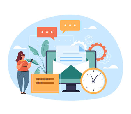 Mail service network website concept. Vector flat cartoon graphic design illustrationのイラスト素材