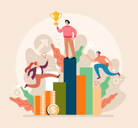 Business competition opportunity partnership teamwork concept. Vector flat cartoon graphic design illusrationのイラスト素材