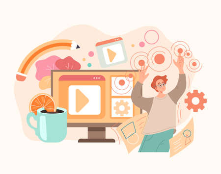 Front end development concept. Vector flat graphic design illustrationのイラスト素材