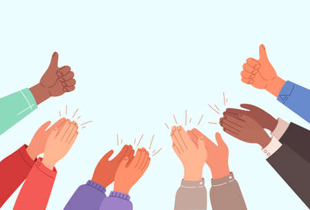 Human hands clapping banner with text place concept.