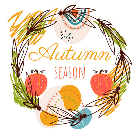 Hello autumn frame banner design element illustrationのイラスト素材