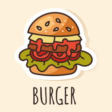 Burger fast food sticker design elementのイラスト素材