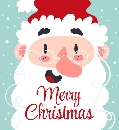Christmas Santa Claus card vector flat graphic design illustrationのイラスト素材