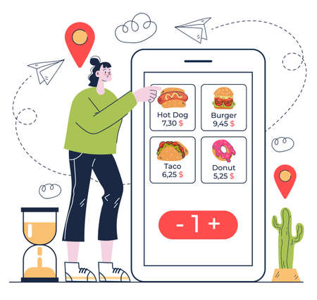 Online internet fast food order delivery design element conceptのイラスト素材