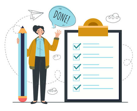 Done correct checklist red cross concept. Vector flat graphic design cartoon illustrationのイラスト素材