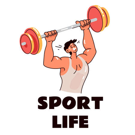 Bodybuilder man characters posing. Vector  design element concept flat graphic illustrationのイラスト素材