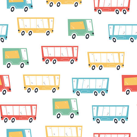 Toy bus seamless wrapping pattern vector design elementのイラスト素材