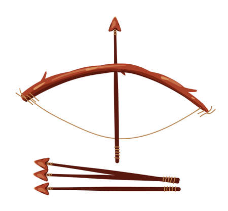 Ancient bow with arrow isolated design element illustrationのイラスト素材