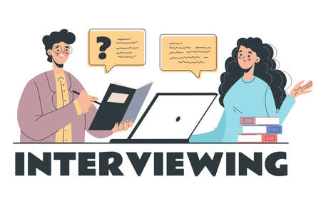 Job interview concept. Vector flat graphic design cartoon illustrationのイラスト素材