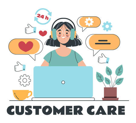Customer care concept. Vector flat graphic design cartoon illustrationのイラスト素材