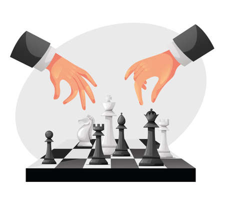 Chess piece battle competition strategy concept. Vector flat graphic design illustrationのイラスト素材