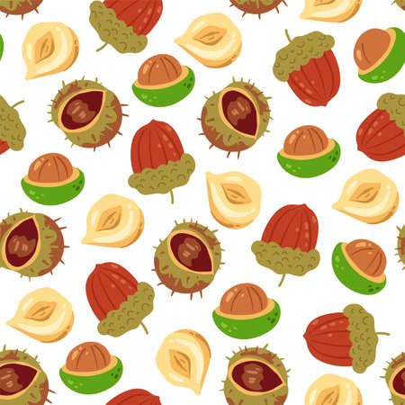 Nuts seamless pattern. Vector flat cartoon design element illustrationのイラスト素材