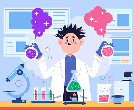 Science medical laboratory background design element concept. Vector flat cartoon design element illustrationのイラスト素材
