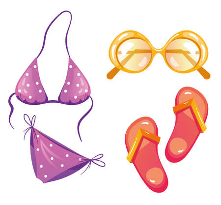 Summer isolated set collection on white background. Vector design element cartoon illustrationのイラスト素材