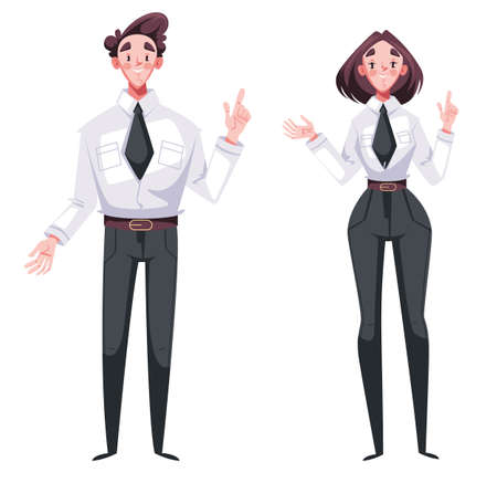 Man woman office workers characters isolated set. Vector design element cartoon illustrationのイラスト素材