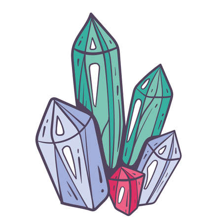 Magic boho crystals occult mystic composition concept. Vector flat graphic design illustrationのイラスト素材