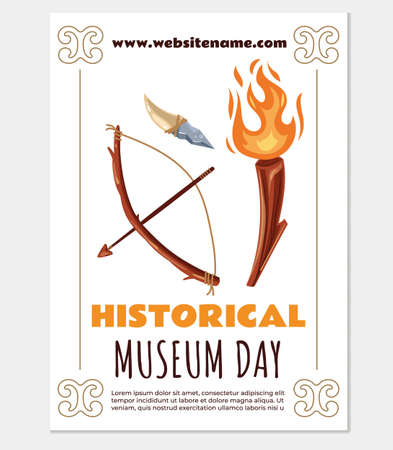 Museum day flyer poster card template. Vector flat graphic design illustrationのイラスト素材