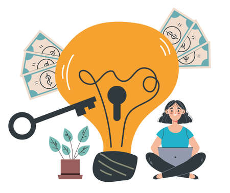 Key to success business composition concept. Vector flat graphic design element illustrationのイラスト素材