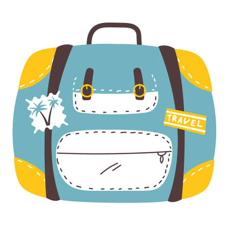 Travel vacation trip tourist bag luggage isolated on white background concept. Vector flat graphic design illustrationのイラスト素材