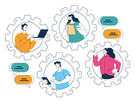 Teambuilding teamwork partnership business development concept. Vector flat graphic design illustrationのイラスト素材